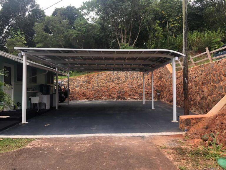 A Free stnading multiple vehicle aluminum carport